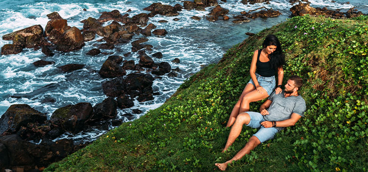 Sri Lanka holiday package couple relaxing near Bentota beach
